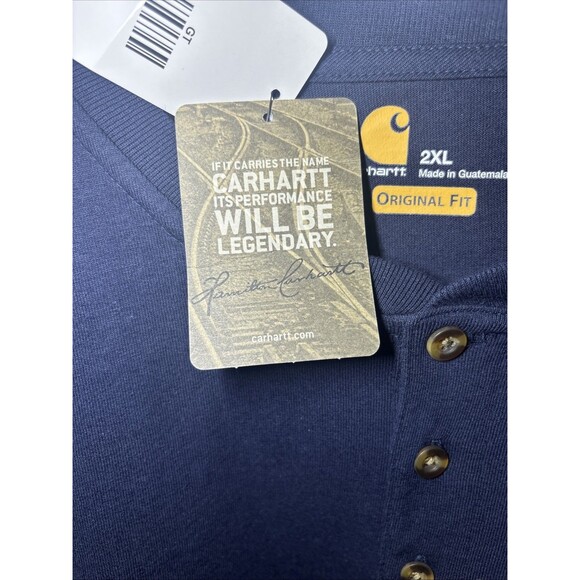 2XL Carhartt Mens Pocket Tee Henley T Shirt Navy Blue Loose Fit NWT - Picture 6 of 7